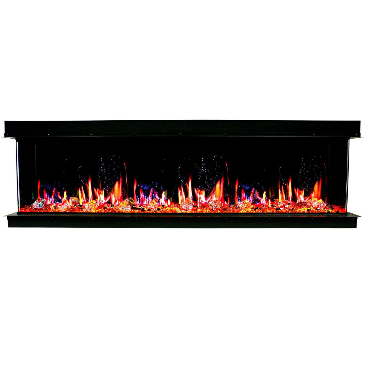 Litedeer Homes WarmCastle 72" Black 3-Side Smart Electric Fireplace With Amber Reflective Glass ZEF72TA