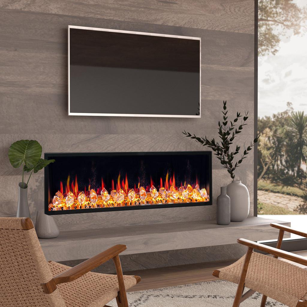 Litedeer Homes Latitude 55 inch Built-in Smart Electric Fireplace with Crackling Sounds Diamond-like Crystal ZEF55VC