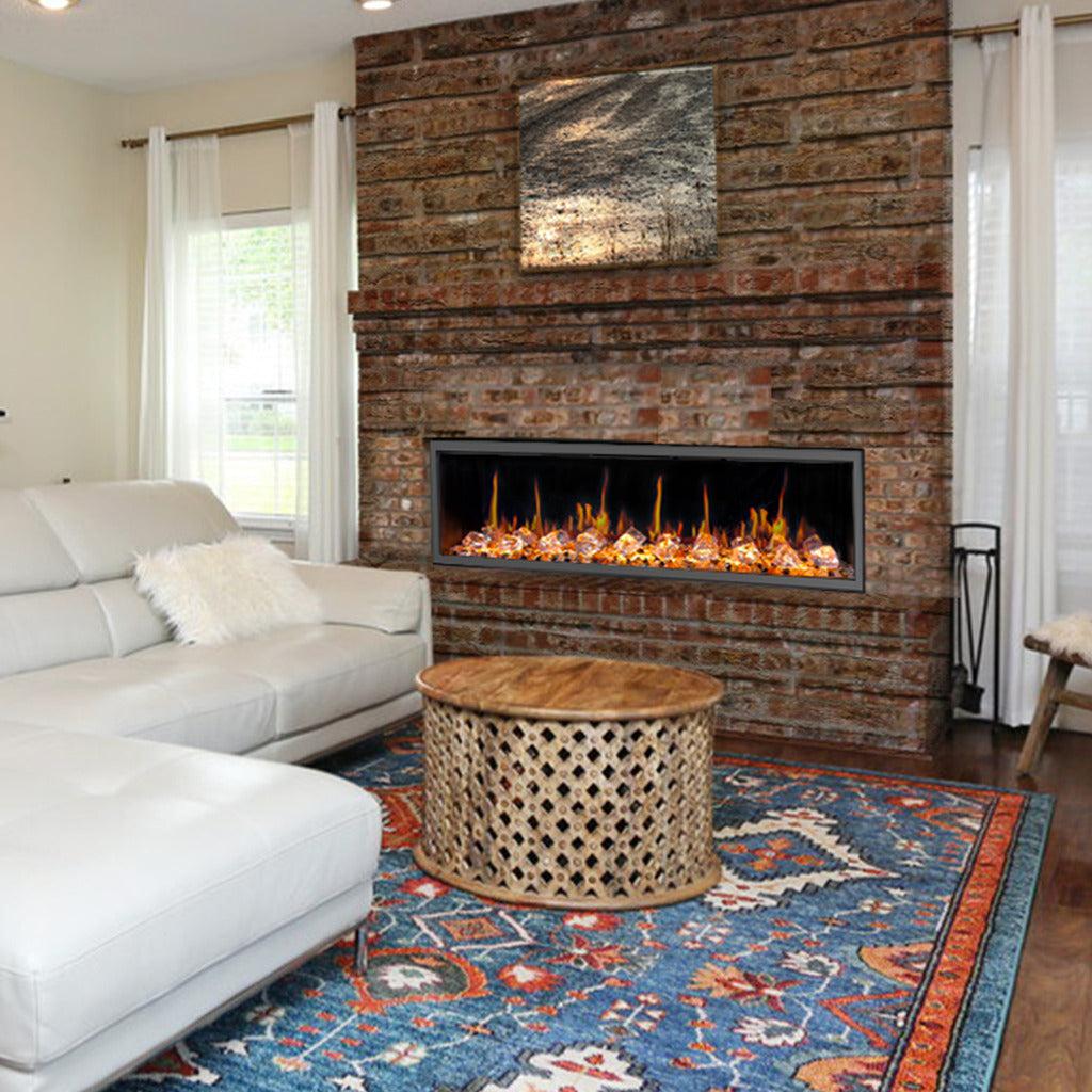 Litedeer Homes Latitude 55 inch Built-in Smart Electric Fireplace with Crackling Sounds Diamond-like Crystal ZEF55VC