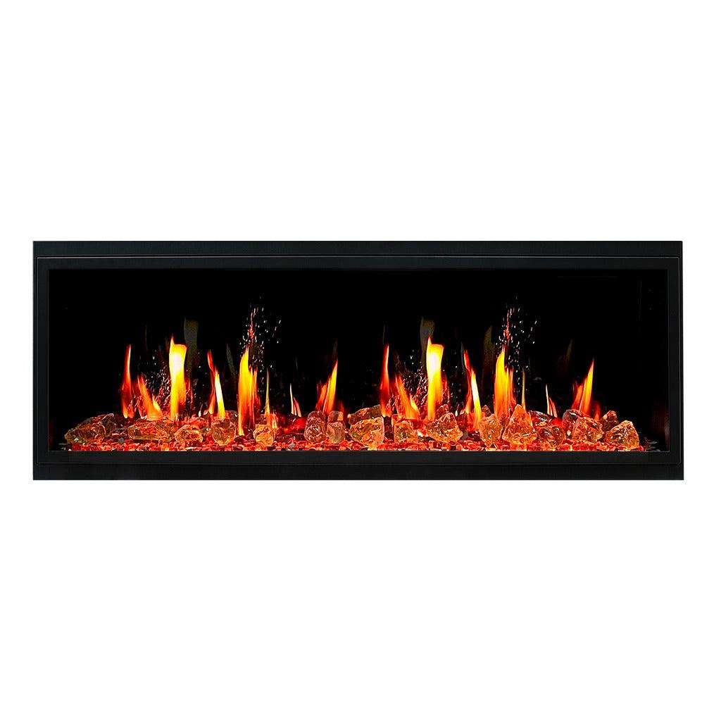 Litedeer Homes Latitude 55" Smart Built‑In Electric Fireplace with Reflective Amber Glass ZEF55VA
