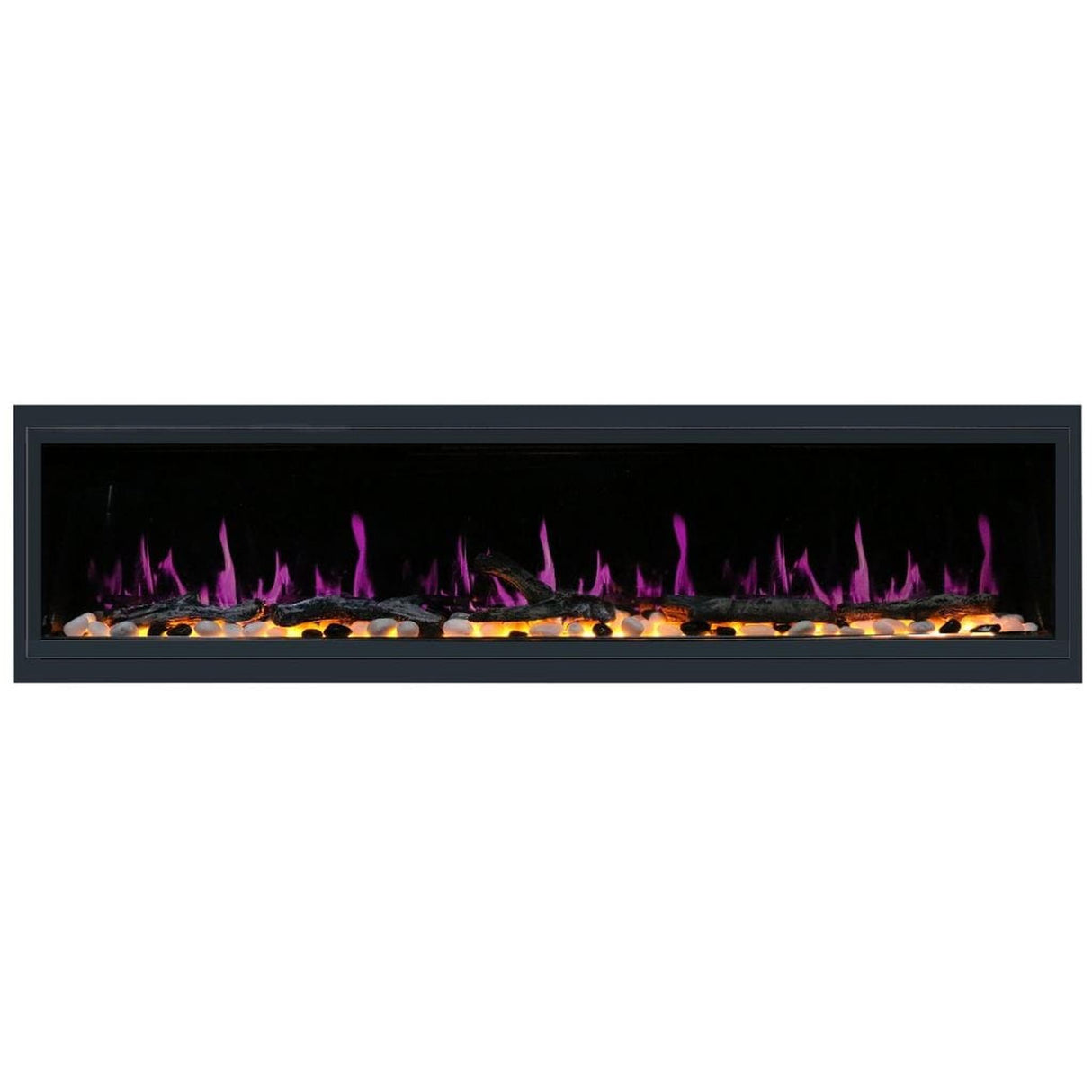 Litedeer Homes Latitude 75" Smart Linear WiFi Enabled Vent-Free Built-In Electric Fireplace With Driftwood Log & River Rock ZEF75V