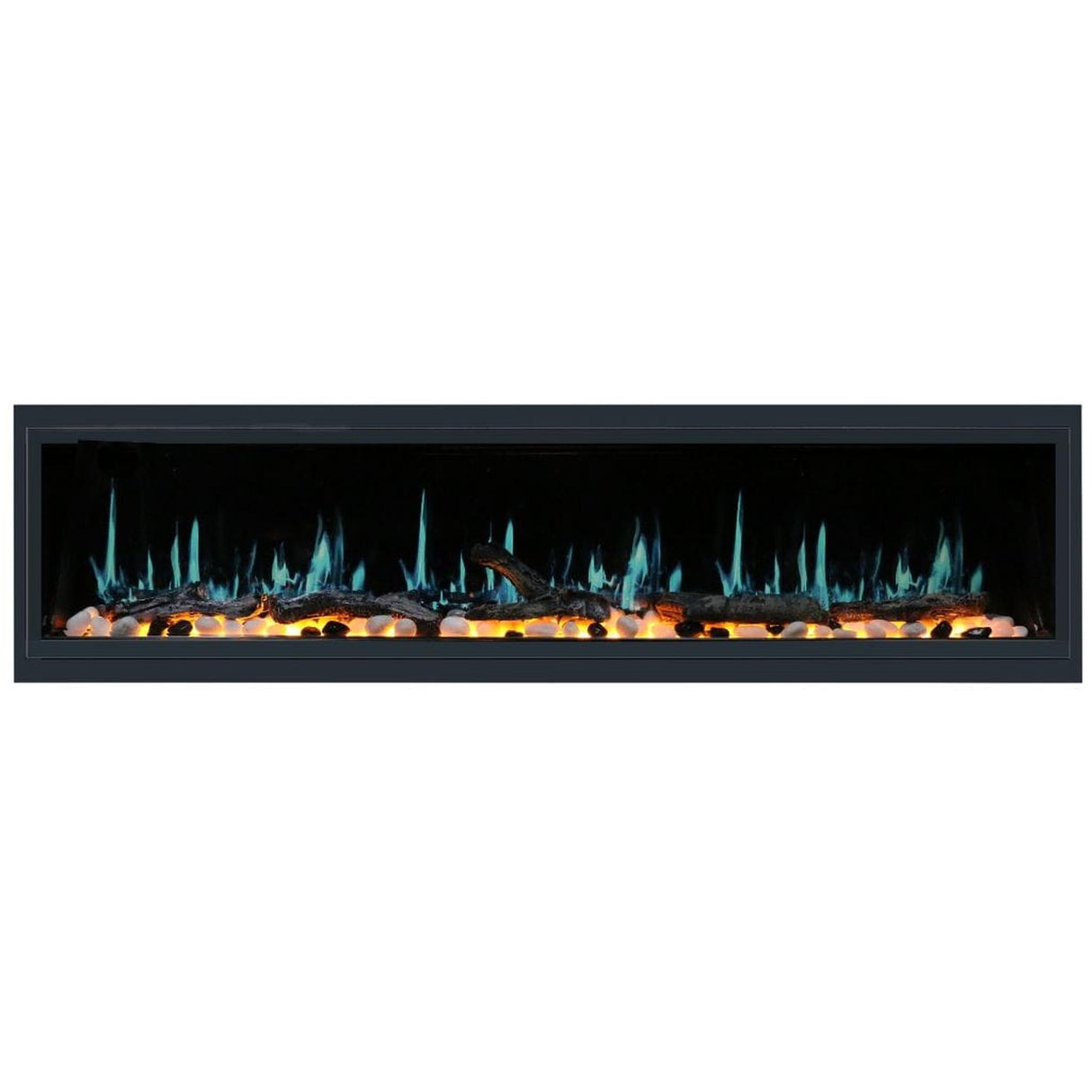 Litedeer Homes Latitude 75" Smart Linear WiFi Enabled Vent-Free Built-In Electric Fireplace With Driftwood Log & River Rock ZEF75V