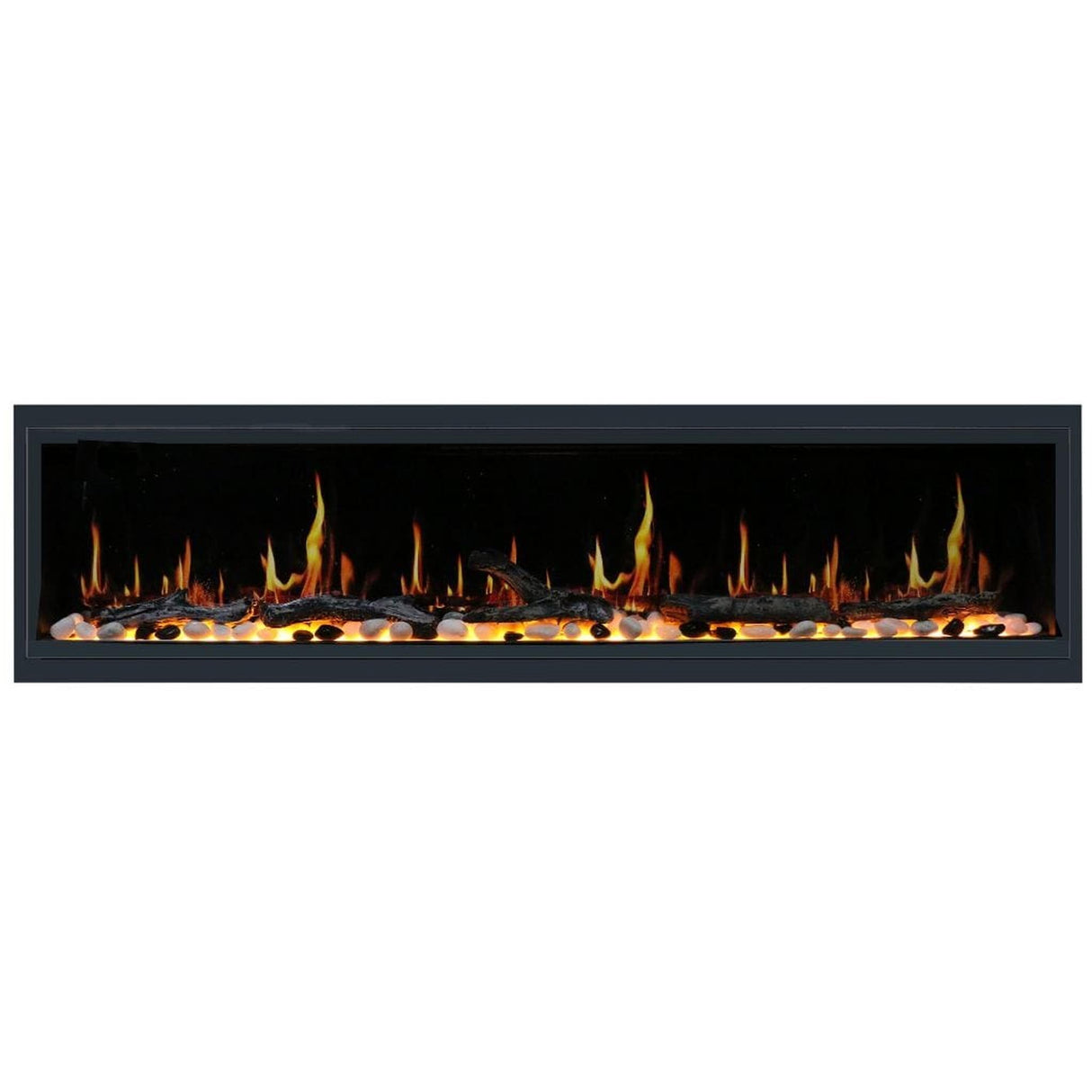 Litedeer Homes Latitude 75" Smart Linear WiFi Enabled Vent-Free Built-In Electric Fireplace With Driftwood Log & River Rock ZEF75V