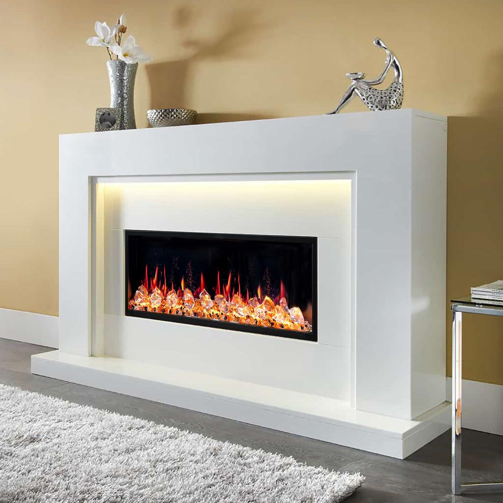 Litedeer Homes Latitude II 48 inch Wall Mounted Smart Electric Fireplace with APP 3-inch Trim Multi-flame Style ZEF48XC