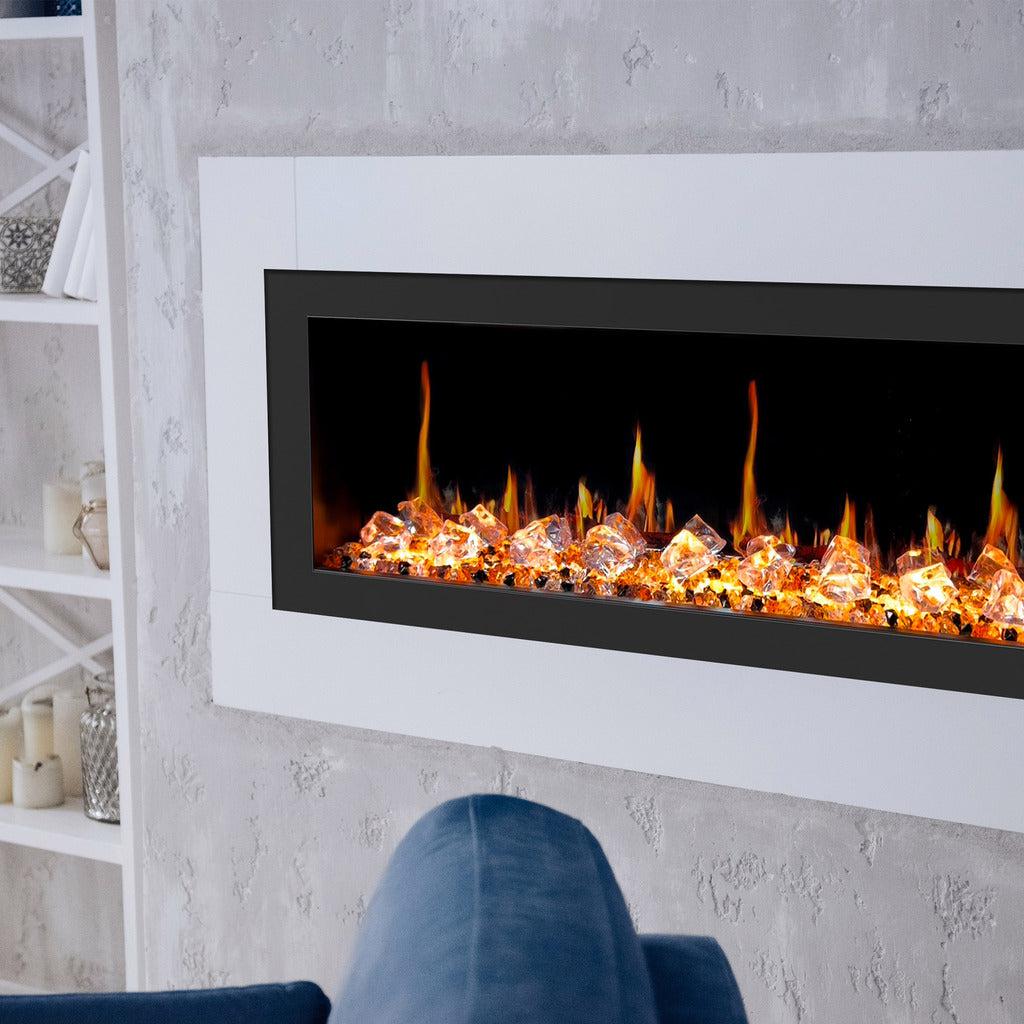 Litedeer Homes Latitude II 48 inch Wall Mounted Smart Electric Fireplace with APP 3-inch Trim Multi-flame Style ZEF48XC