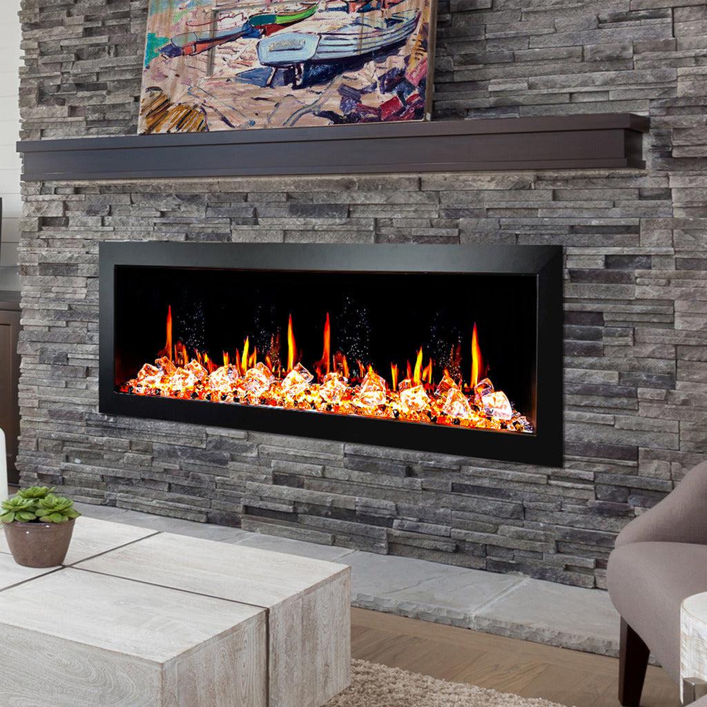 Litedeer Homes Latitude II 58" Wall Mount Smart Electric Fireplace with app Diamond-like Crystal ZEF58VC