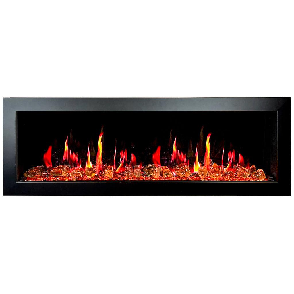 Litedeer Homes Latitude II 58-inch Wall-Mounted Smart Electric Fireplace with Crackling Sounds, Multi-Flame Style, Reflective Amber Glass ZEF58VA