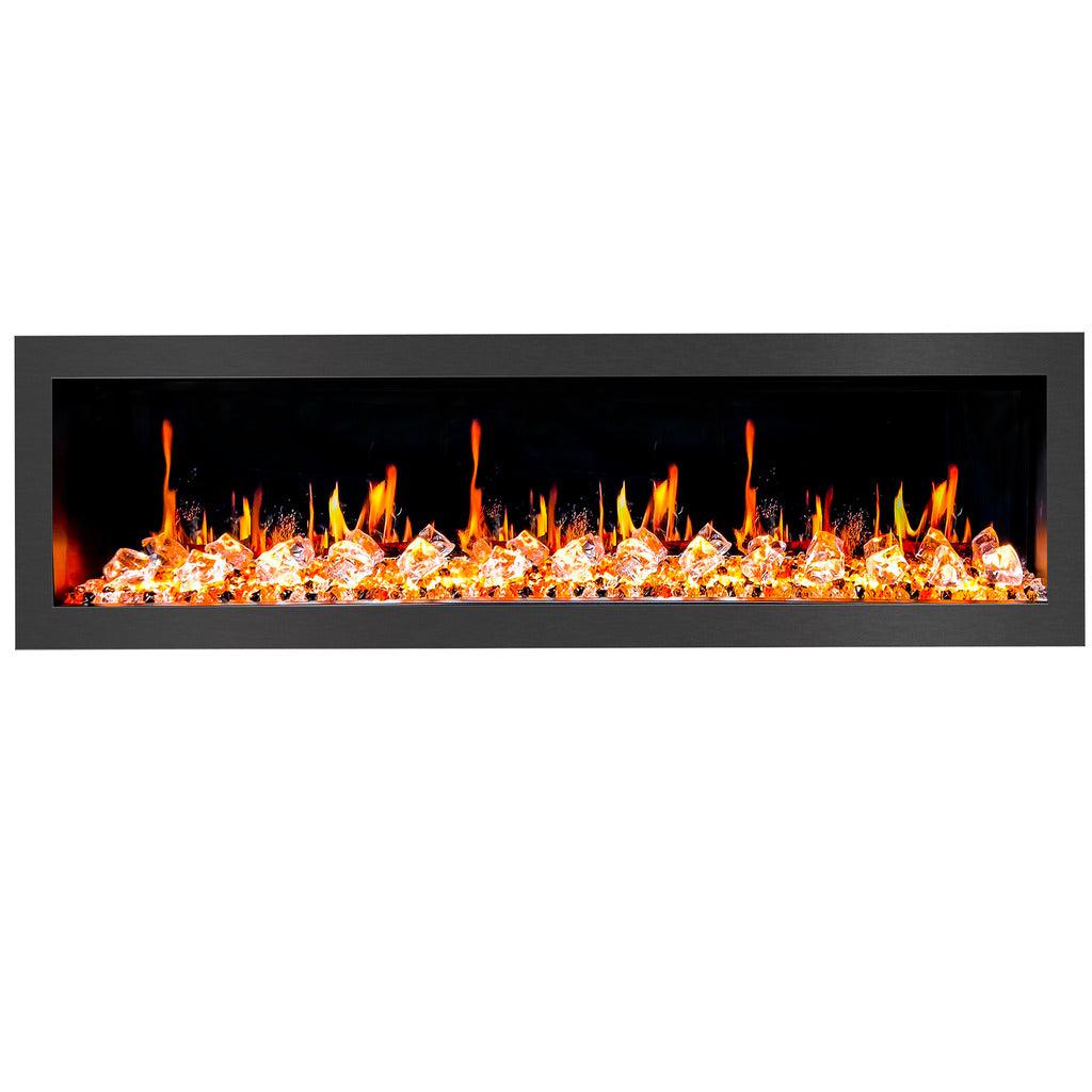 Litedeer Homes Latitude II 68" Smart Wall Mount Electric Fireplace with App Crushed Ice Rocks & Remote ZEF68XC
