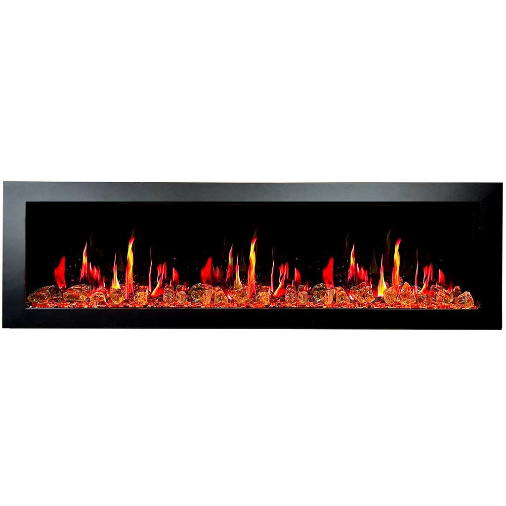 Litedeer Homes Latitude II 68" Smart Wall Mounted Electric Fireplace with Reflective Amber Glass ZEF68XA