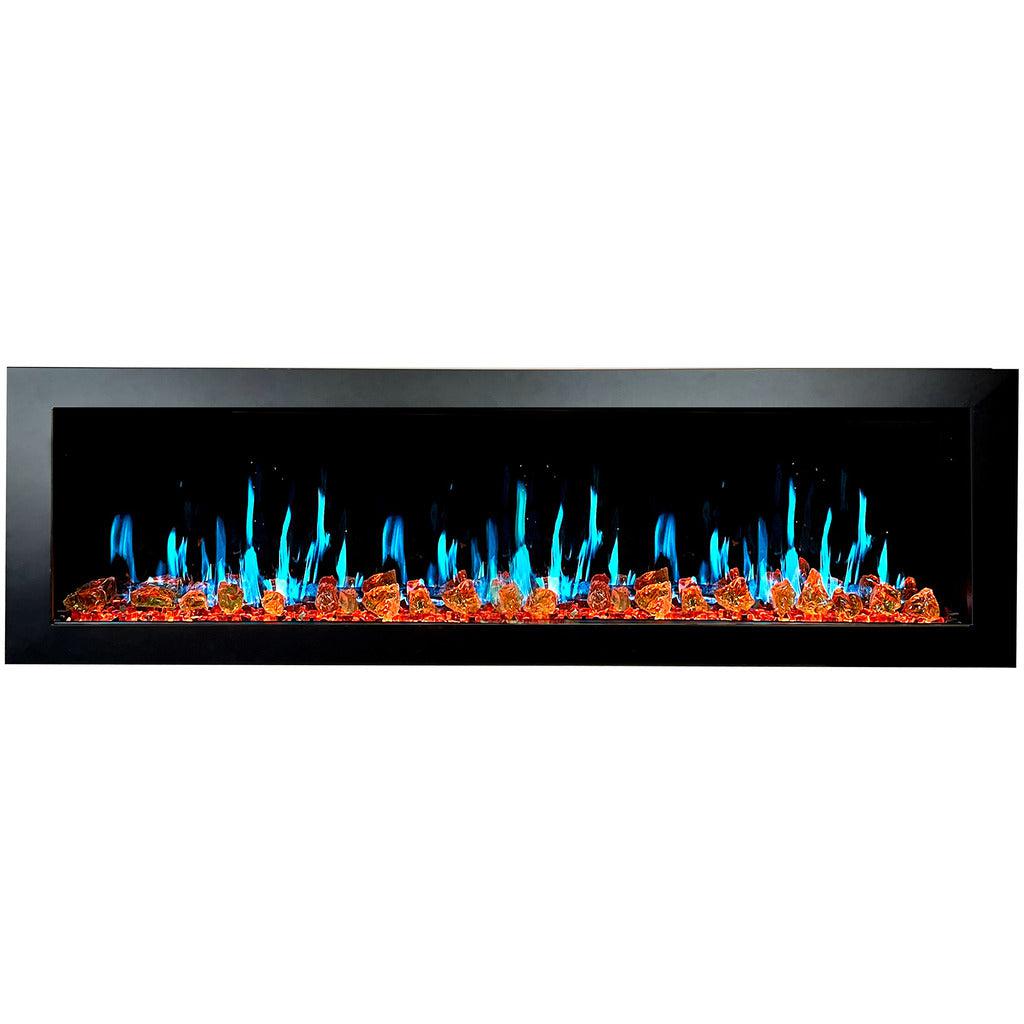 Litedeer Homes Latitude II 68" Smart Wall Mounted Electric Fireplace with Reflective Amber Glass ZEF68XA