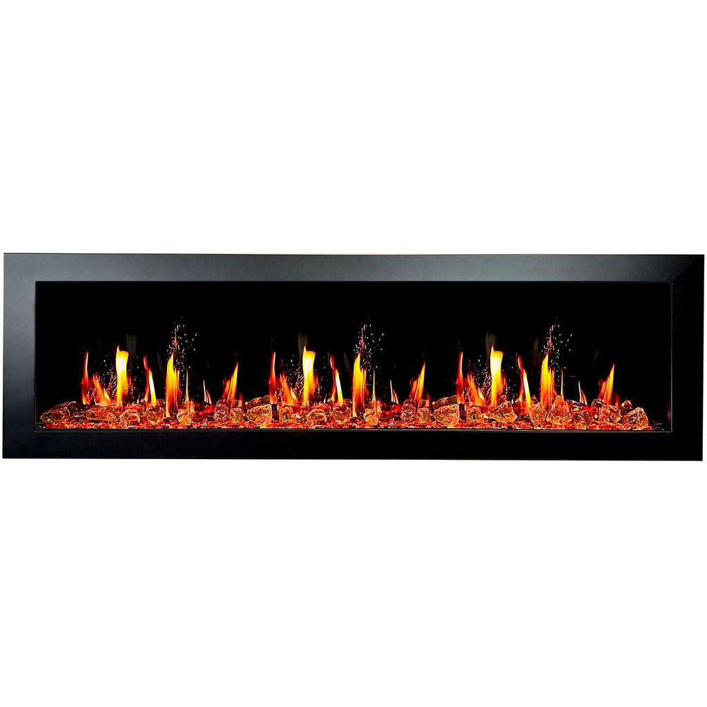 Litedeer Homes Latitude II 68" Smart Wall Mounted Electric Fireplace with Reflective Amber Glass ZEF68XA