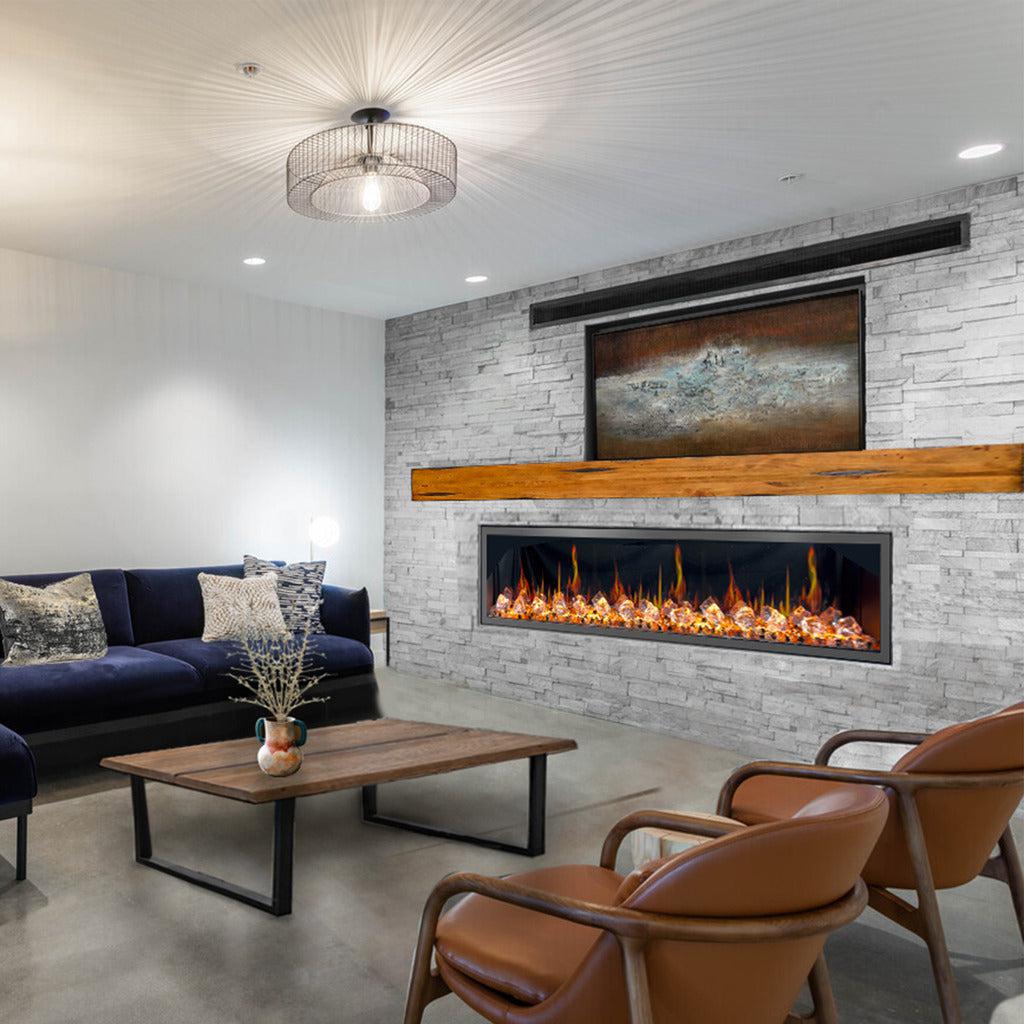 Litedeer Latitude II 78" Recess/Wall Mount Electric Fireplace with Crackling Sounds Multi-Flame, 5 Unique Colour ZEF78VC