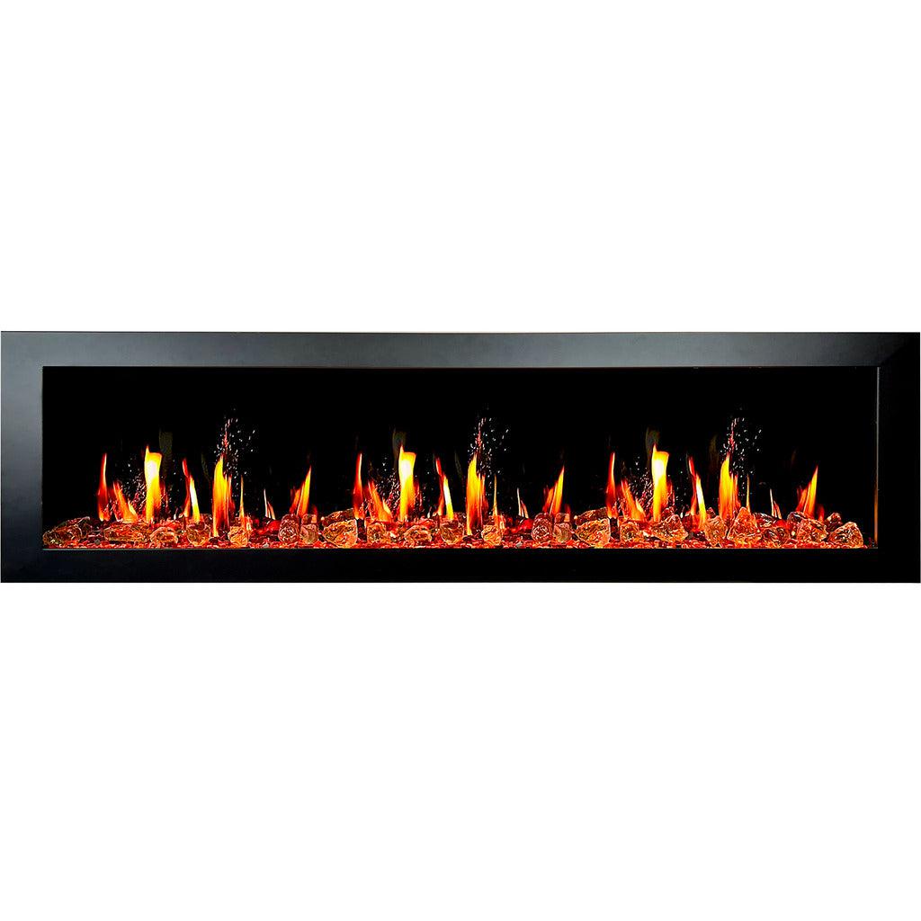 Litedeer Latitude II 78" Vent-Free Seamless Push-In Electric Fireplace with Reflective Fire Glass ZEF78VA