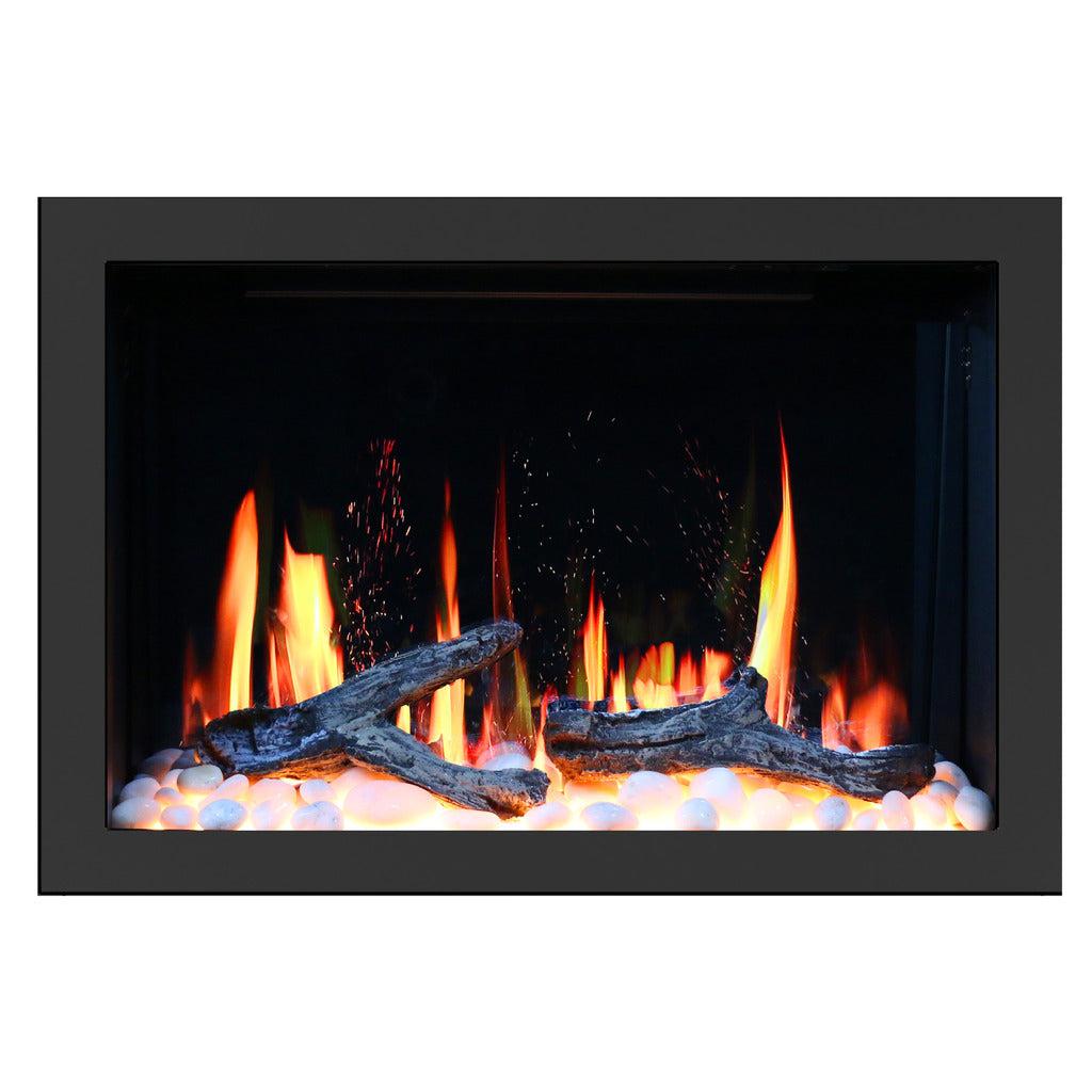 Litedeer Homes LiteStar 38-in Smart Electric Fireplace Insert with App 5 Unique Flame Crackling Sounds Driftwood Logs & River Rocks ZEF38VC
