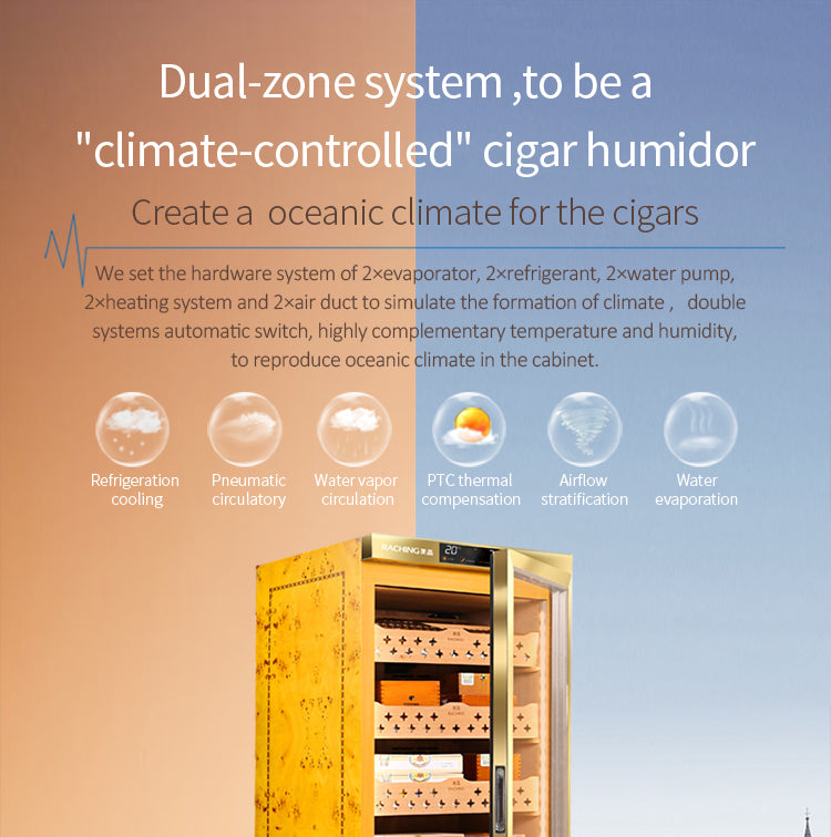 Raching MON1800A Precision Climate Controlled Humidor with Ammonia Removal | 900 Cigars