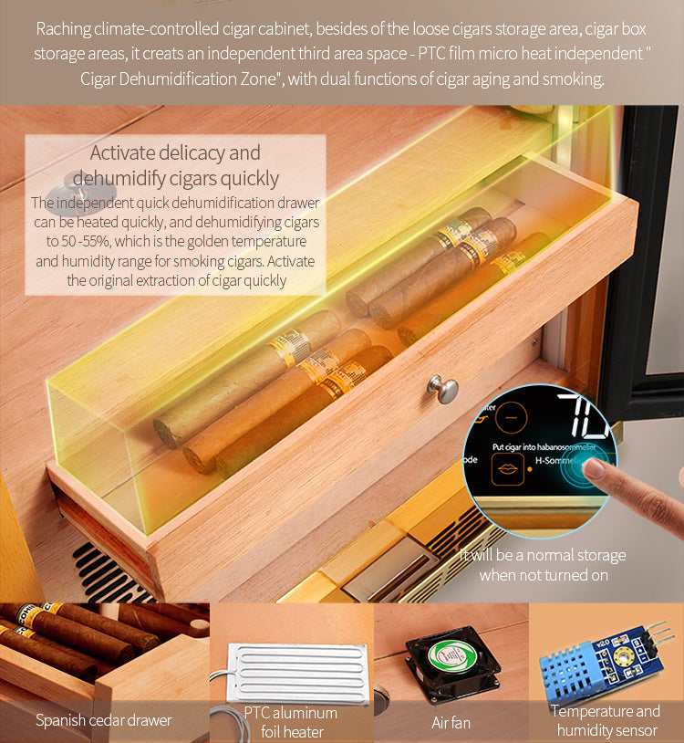 Raching MON1800A Precision Climate Controlled Humidor with Ammonia Removal | 900 Cigars