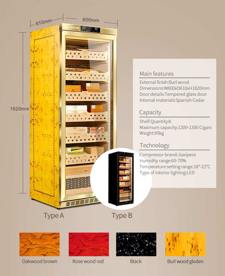 Raching MON2800A Precision Climate Controlled Humidor with Ammonia Removal | 1300 Cigars