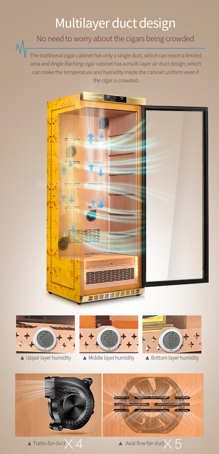 Raching MON2800A Precision Climate Controlled Humidor with Ammonia Removal | 1300 Cigars