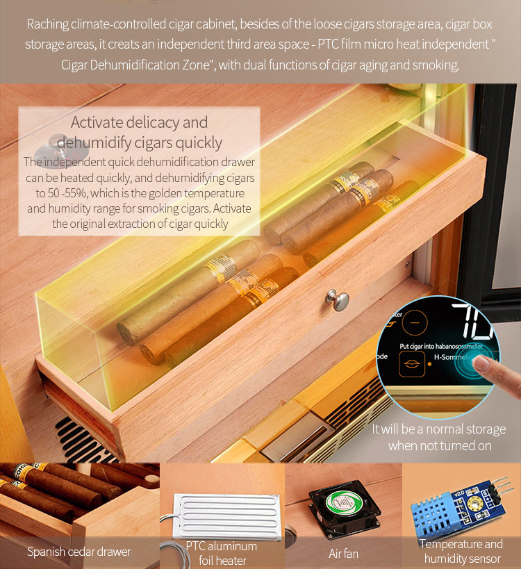 Raching MON2800A Precision Climate Controlled Humidor with Ammonia Removal | 1300 Cigars