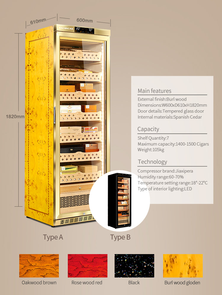 Raching MON3800A Precision Climate Controlled Humidor With Ammonia Removal | 1500 Cigars