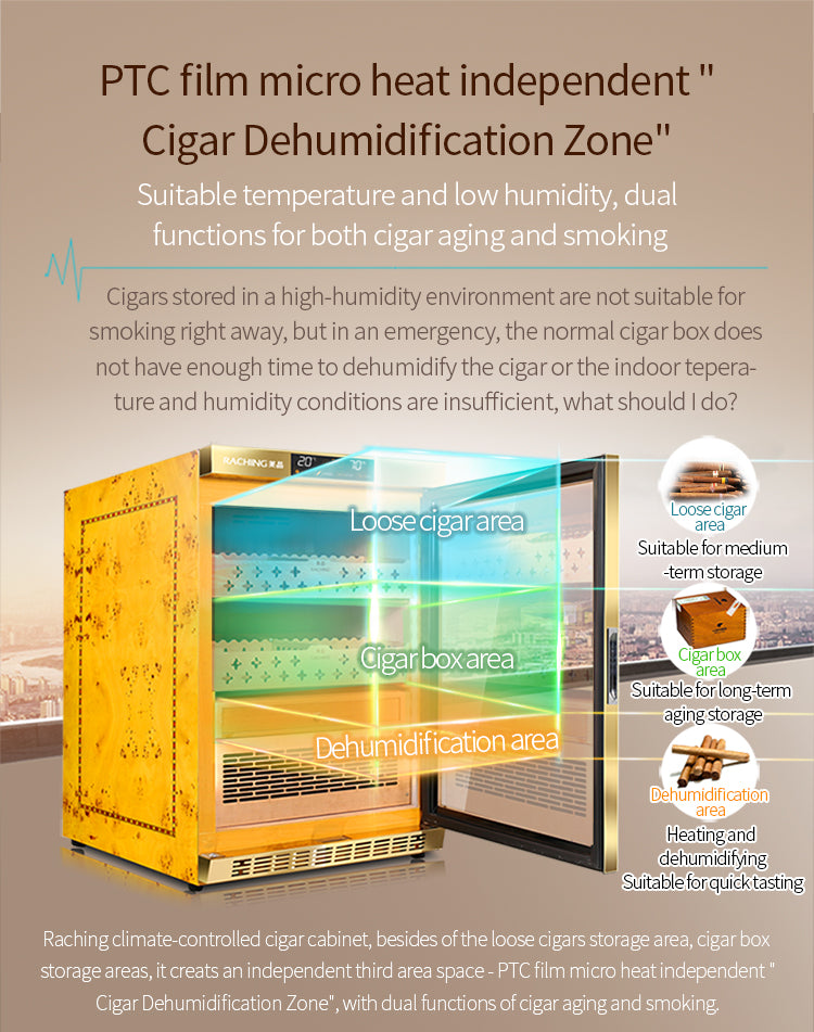 Raching MON800A Precision Climate Controlled Humidor with Ammonia Removal | 600 Cigars