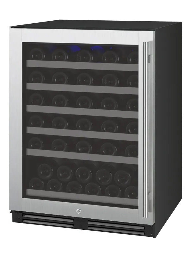 Allavino FlexCount Series 56 Bottle Single Zone Built-In Wine Cooler Refrigerator with Stainless Steel Door Left Hinge VSWR56-1SL20