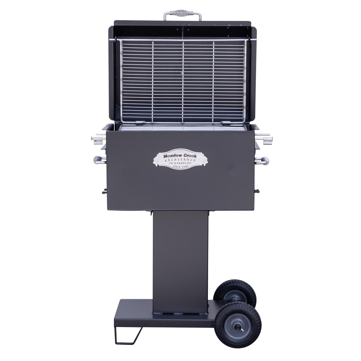 Meadow Creek BBQ26S Charcoal Grill Chicken Cooker with Rotating Grates and Free Standing Legs