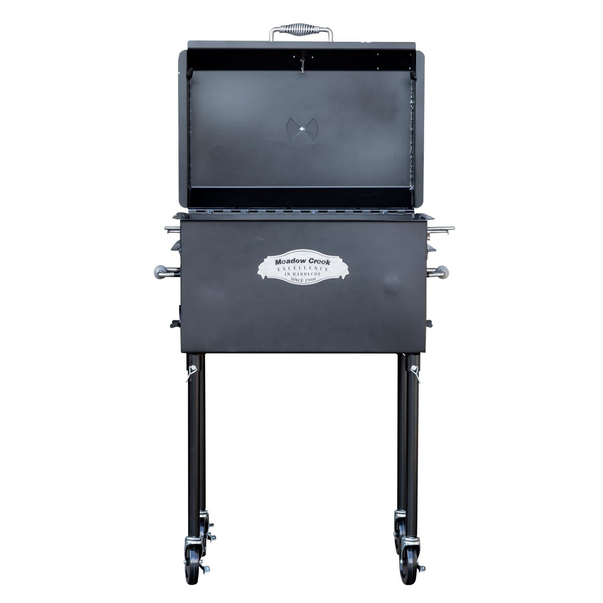 Meadow Creek BBQ26S Charcoal Grill Chicken Cooker with Rotating Grates and Free Standing Legs