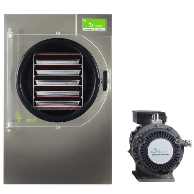 Harvest Right Medium Home Pro Freeze Dryer with Oil Free Vacuum Pump, 5 Trays and Mylar Starter Kit in Stainless Steel