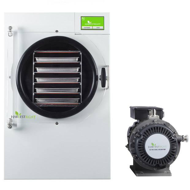 Harvest Right Medium Home Pro Freeze Dryer with Oil Free Vacuum Pump, 5 Trays and Mylar Starter Kit in White