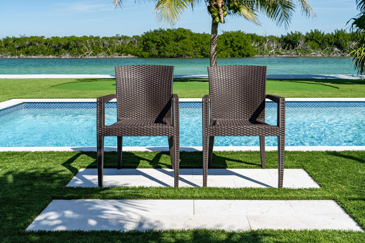 Rainbow Outdoor Montana Set of 2 Stackable Armchair-Brown