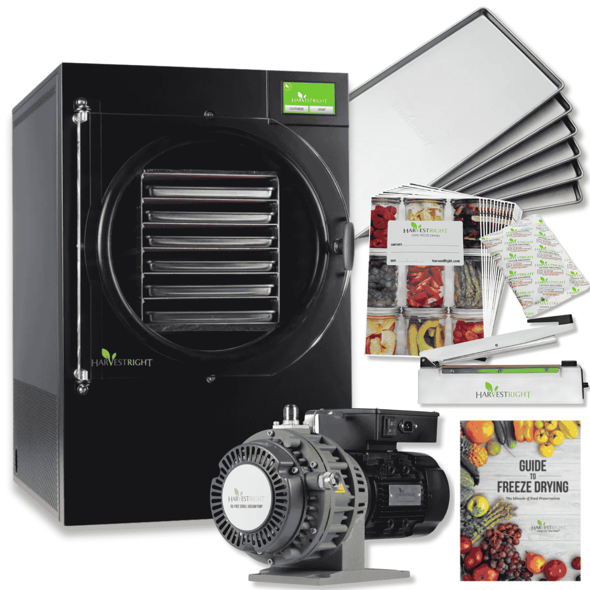 Harvest Right Large Home Pro Freeze Dryer with Oil Free Vacuum Pump, 6 Trays and Mylar Starter Kit in Black