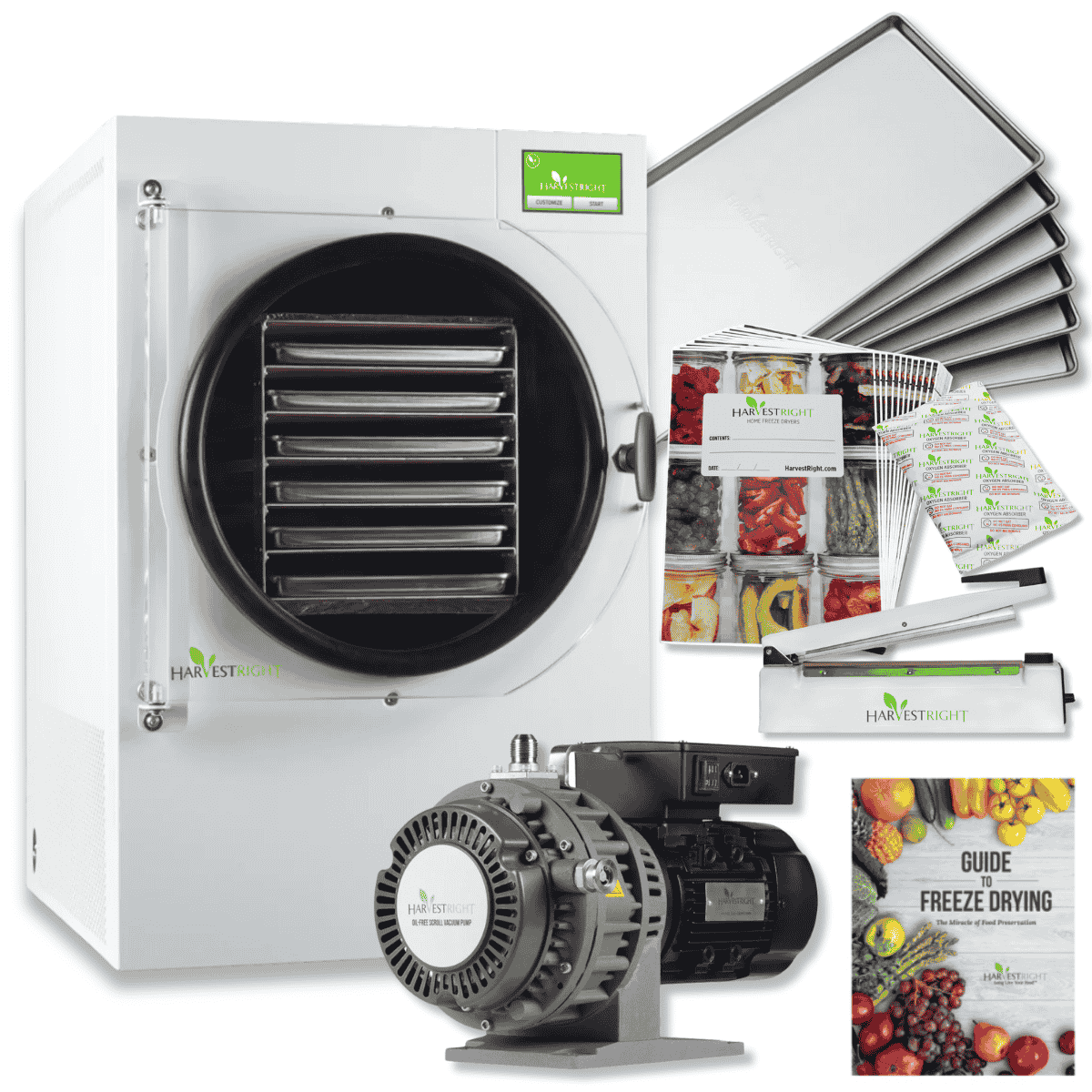 Harvest Right Large Home Pro Freeze Dryer with Oil Free Vacuum Pump, 6 Trays and Mylar Starter Kit in White