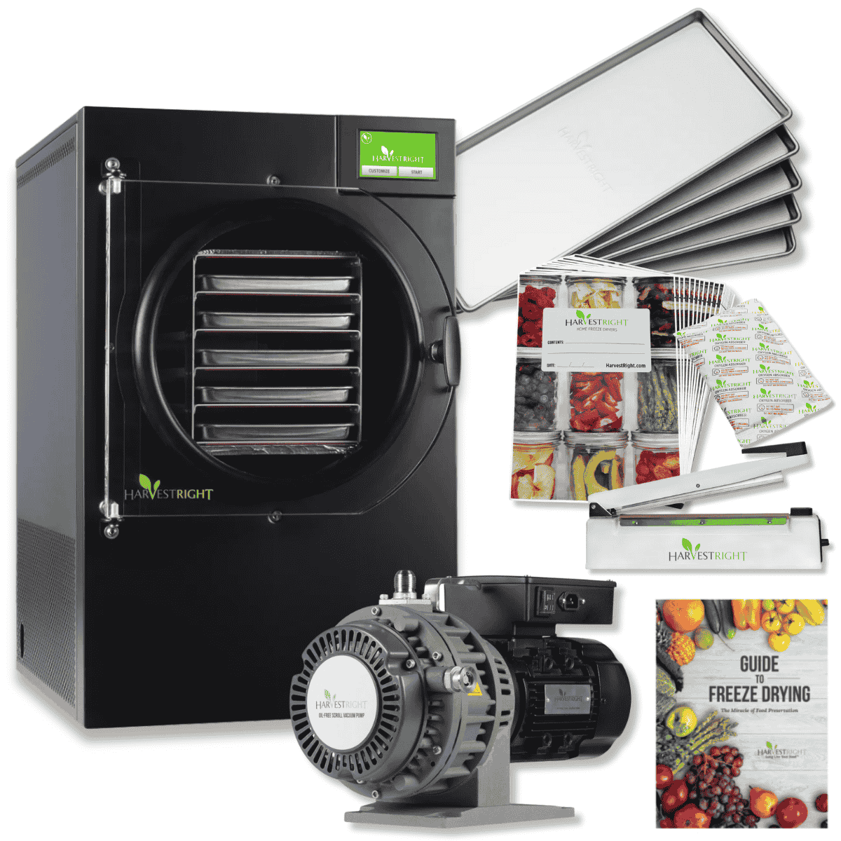 Harvest Right Medium Home Pro Freeze Dryer with Oil Free Vacuum Pump, 5 Trays and Mylar Starter Kit in Black