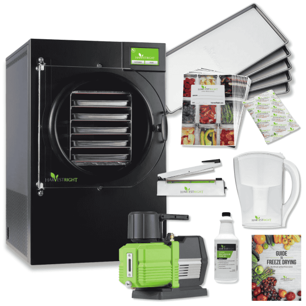 Harvest Right Medium Home Pro Freeze Dryer with Premier Vacuum Pump, 5 Trays and Mylar Starter Kit in Black