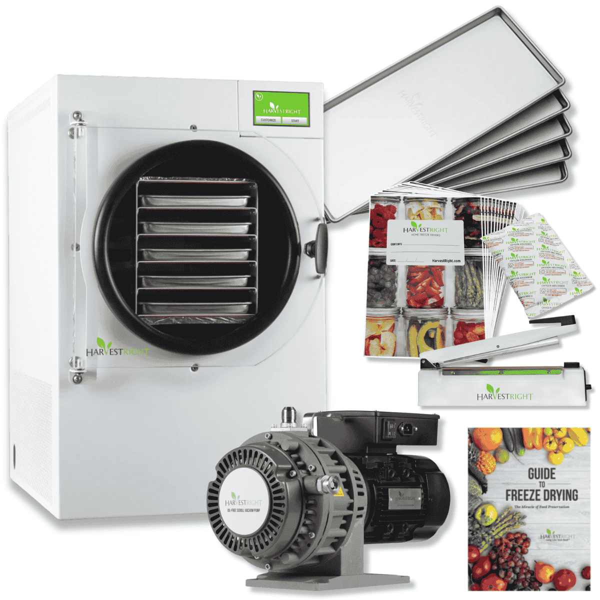 Harvest Right Medium Home Pro Freeze Dryer with Oil Free Vacuum Pump, 5 Trays and Mylar Starter Kit in White