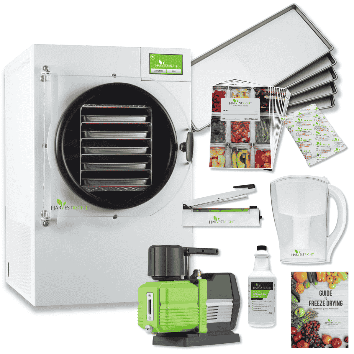 Harvest Right Medium Home Pro Freeze Dryer with Premier Vacuum Pump, 5 Trays and Mylar Starter Kit in White