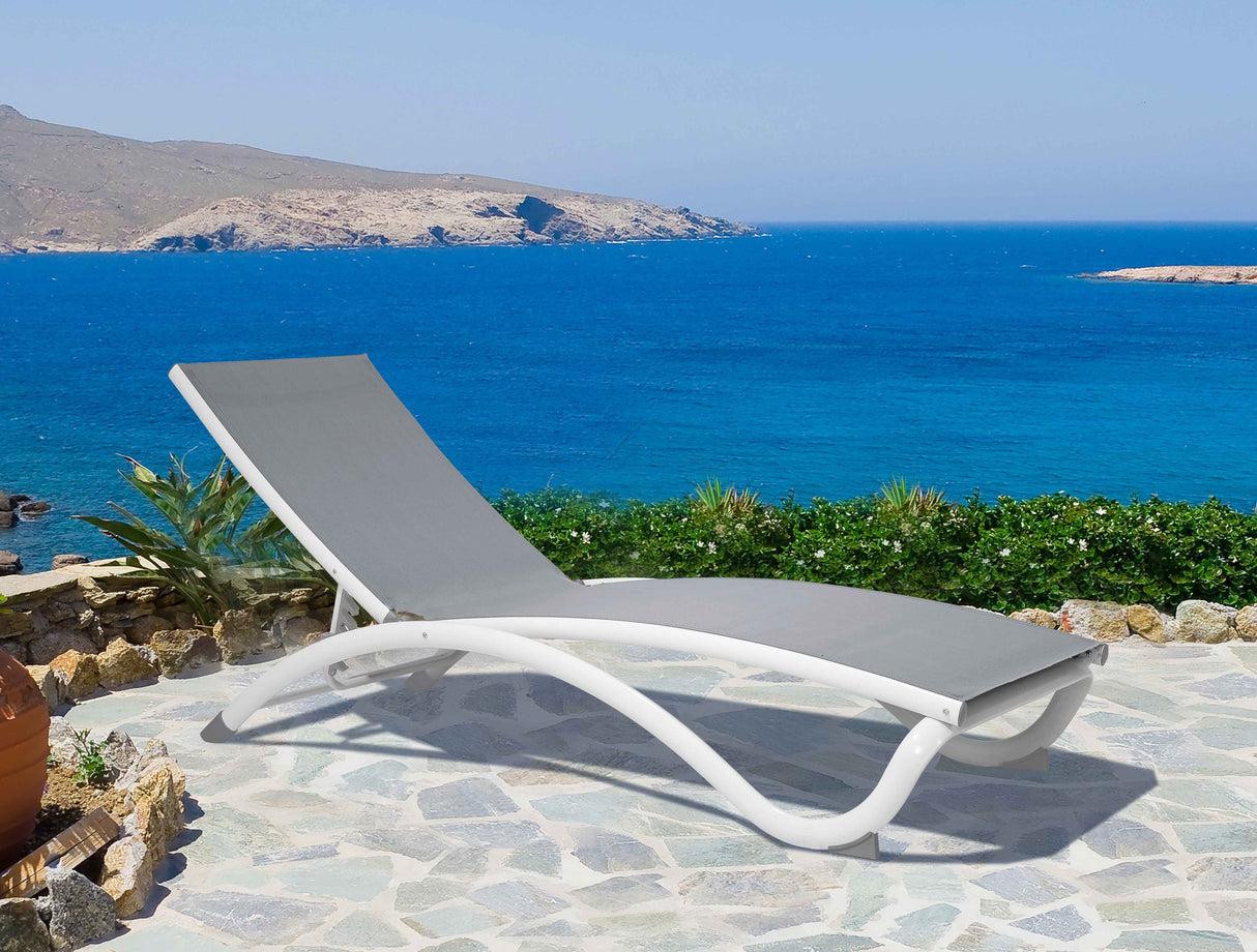 Arch Set of 2 Stackable Grey Sling Chaise Longer