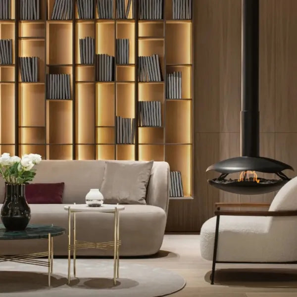 HearthArtSinn Shine 8 Luxury Hanging Disc-Shaped Real Fire Fireplace