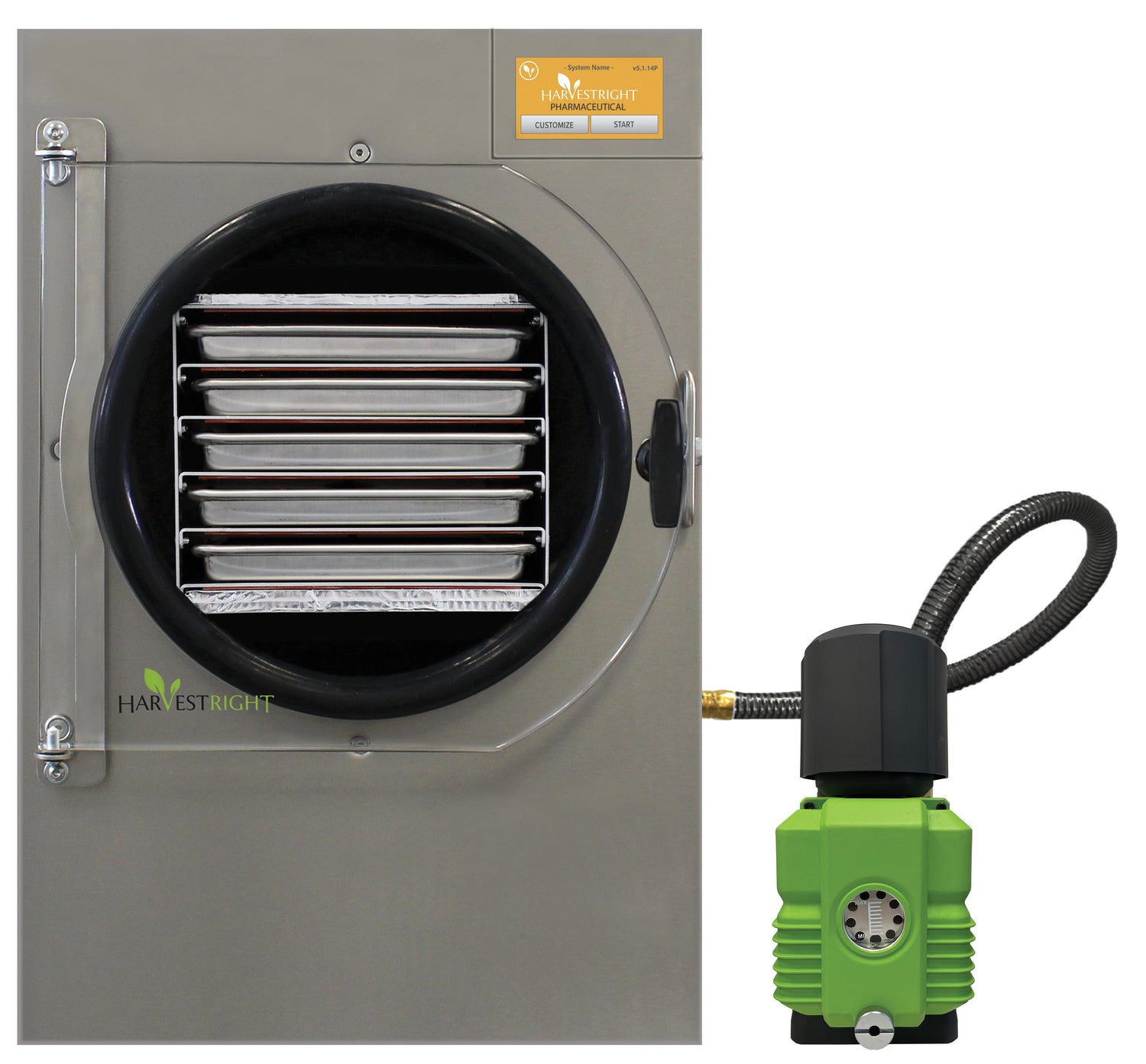 Harvest Right Small Pharmaceutical Pro Freeze Dryer with Premier Vacuum Pump and 5 Trays in Stainless Steel