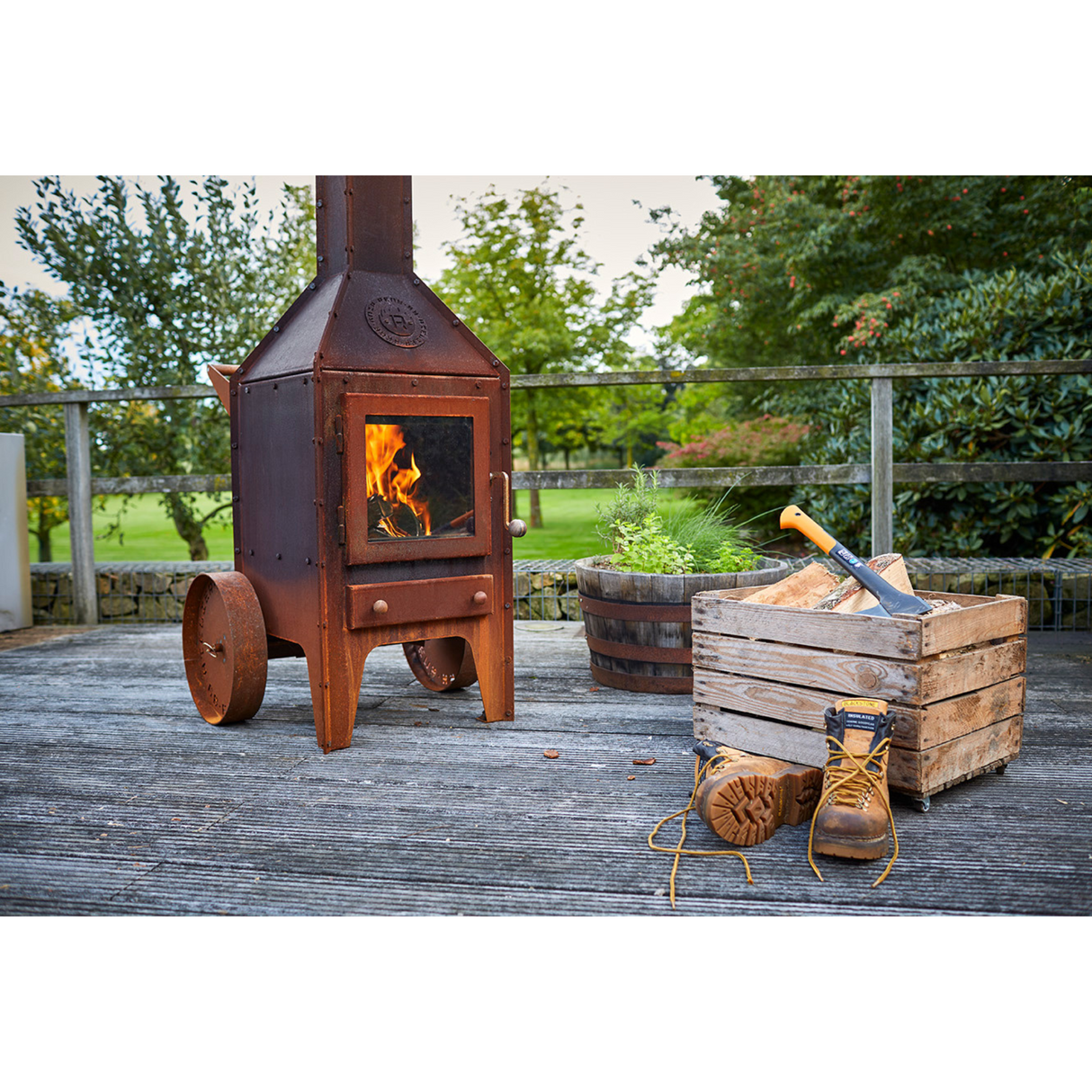 Bijuga CorTen Steel Outdoor Wood Fireplace BIJUGA
