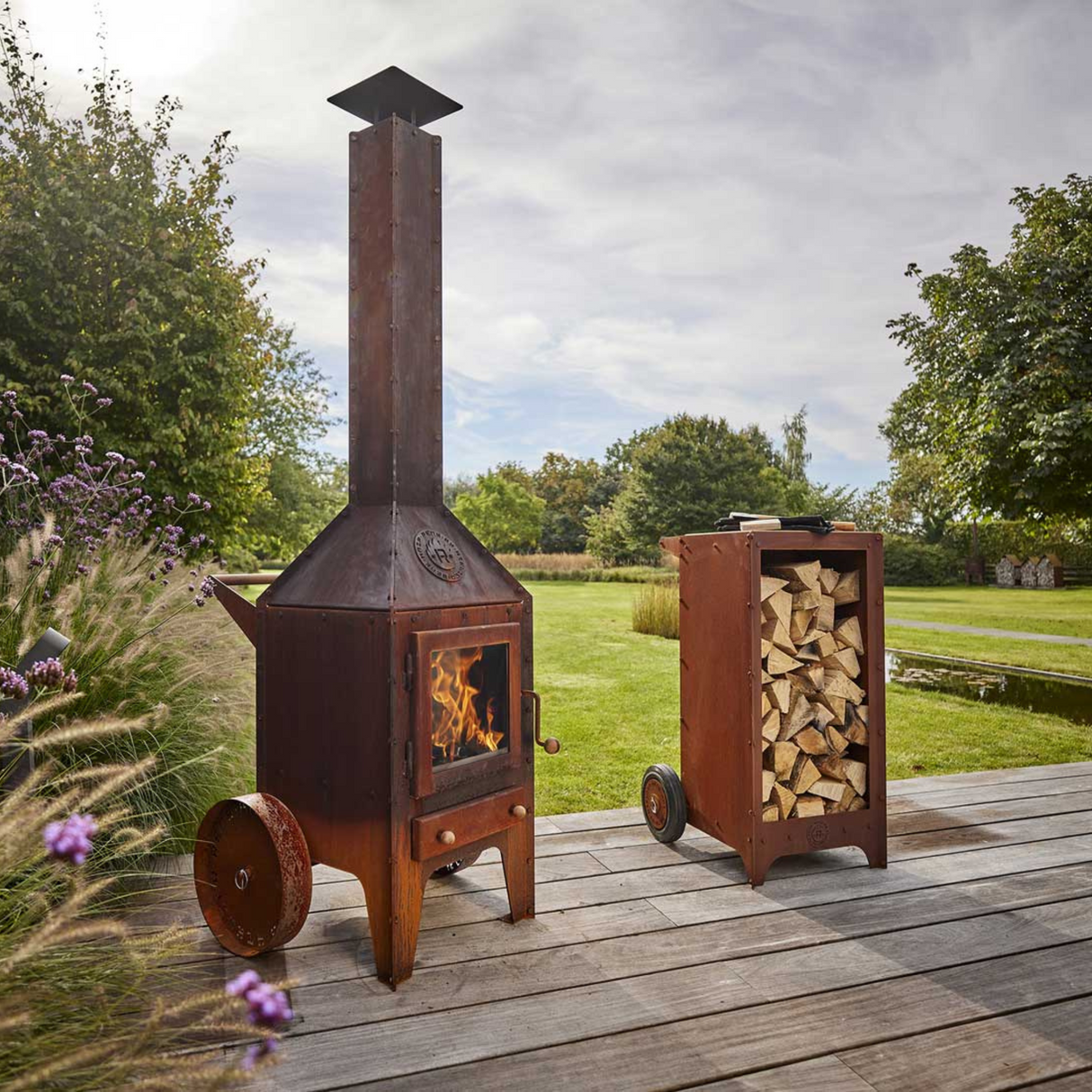 Bijuga CorTen Steel Outdoor Wood Fireplace BIJUGA