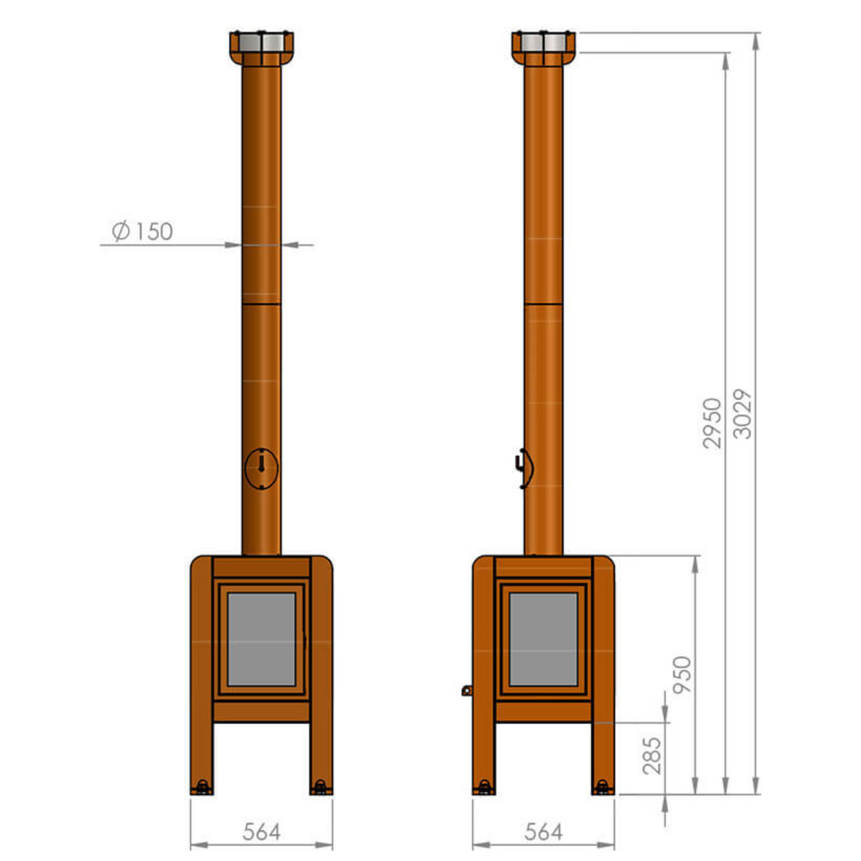 Fennek 50 4-Sided Glass Outdoor Fireplace FENNEK-50-4