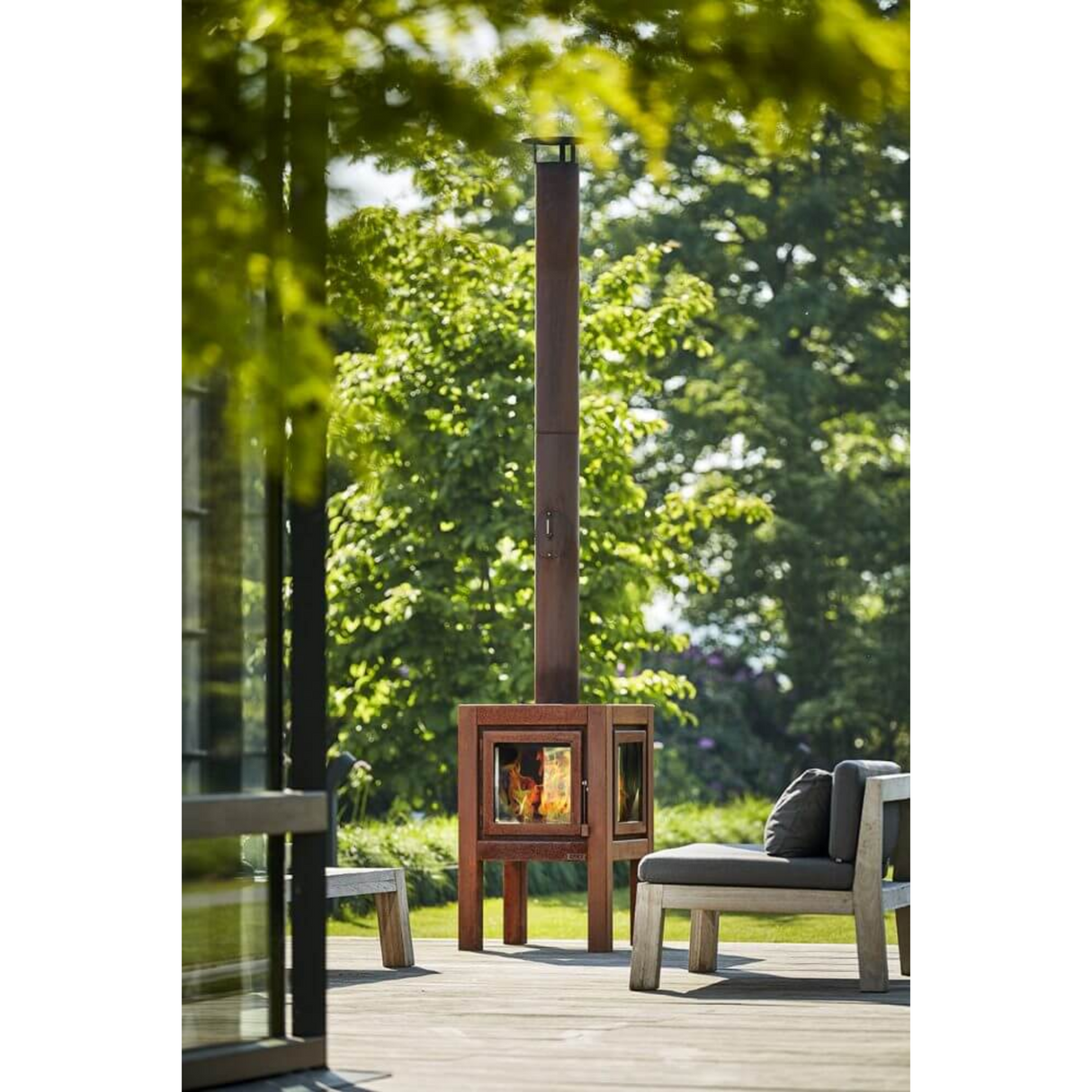 Quaruba L 3-Sided Glass Outdoor Fireplace QUARUBA-L-3