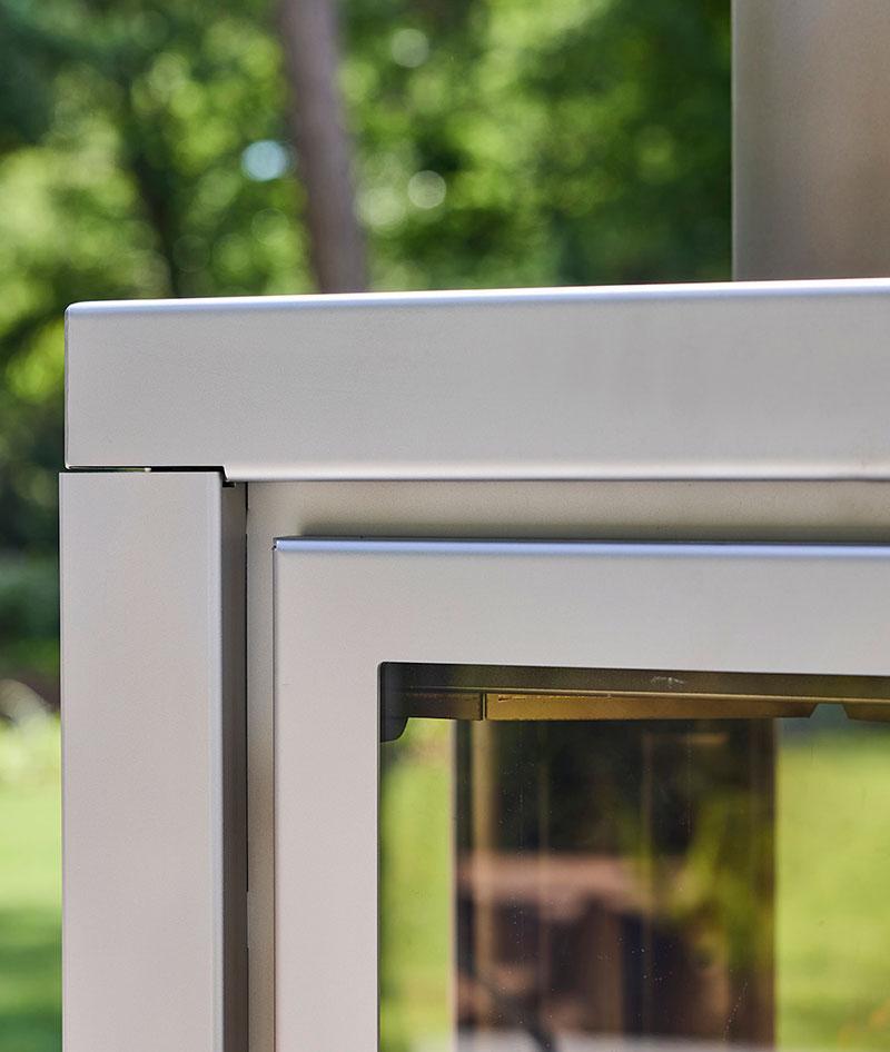 Quaruba L Mobile 4-Sided Glass Matte Stainless Steel Outdoor Fireplace QUARUBA-L-4-SS