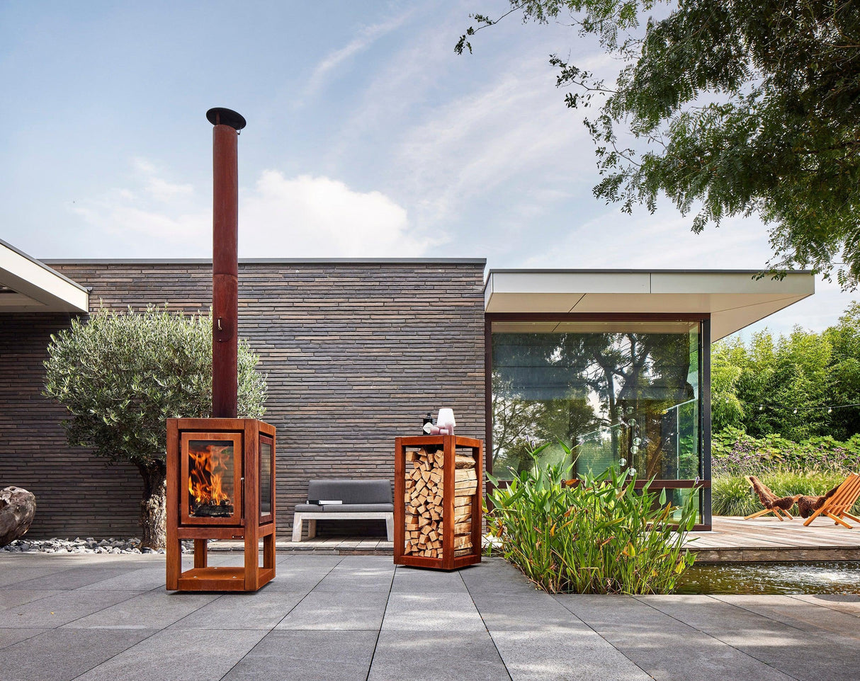 Quaruba XXL Mobile 4-Sided Glass Matte Stainless Steel Outdoor Fireplace QUARUBA-XXL-4-SS