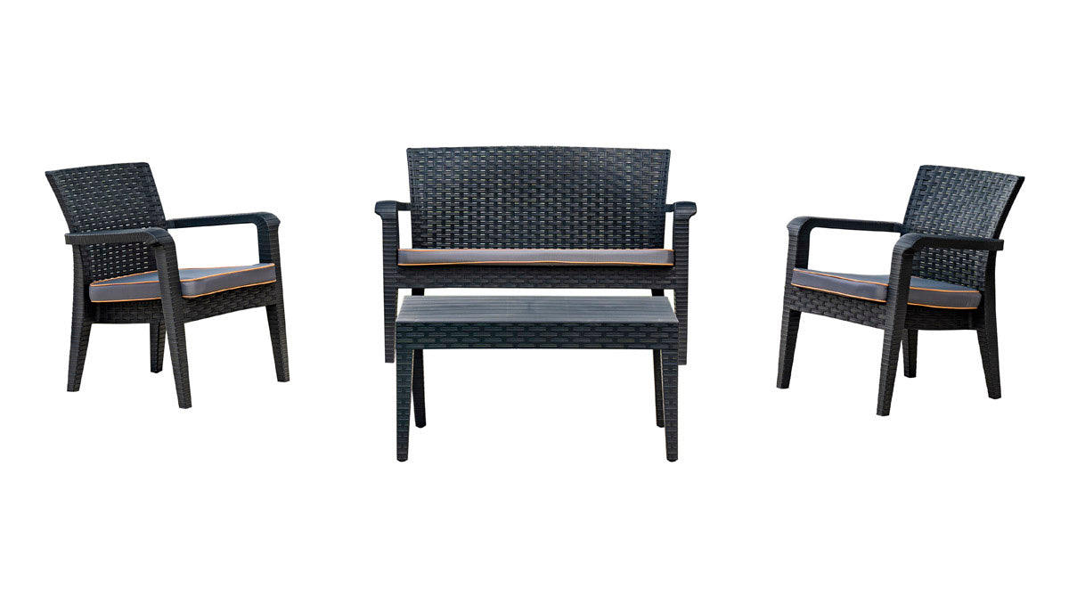 Rainbow Outdoor Alaska 4-Piece Seating Set with Cushions-Anthracite