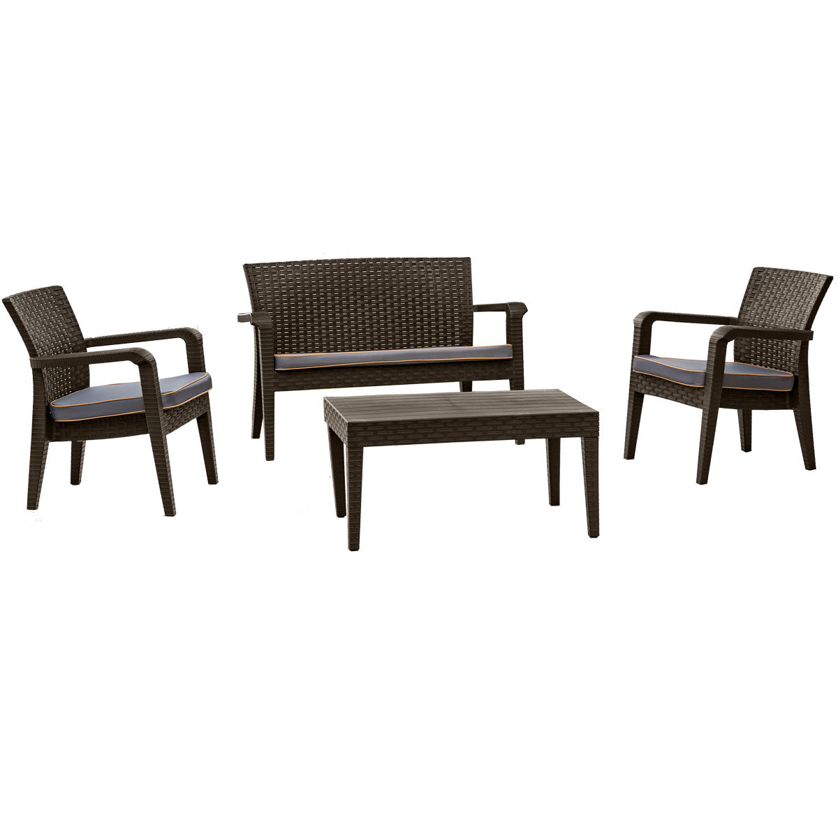 Rainbow Outdoor Alaska 4-Piece Seating Set with Cushions-Brown