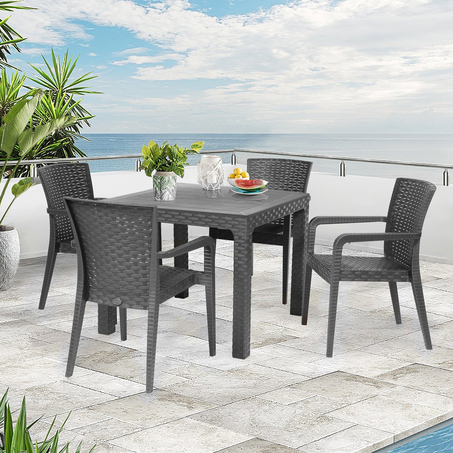 Rainbow Outdoor Alberta Set of 2 Stackable Armchair-Anthracite