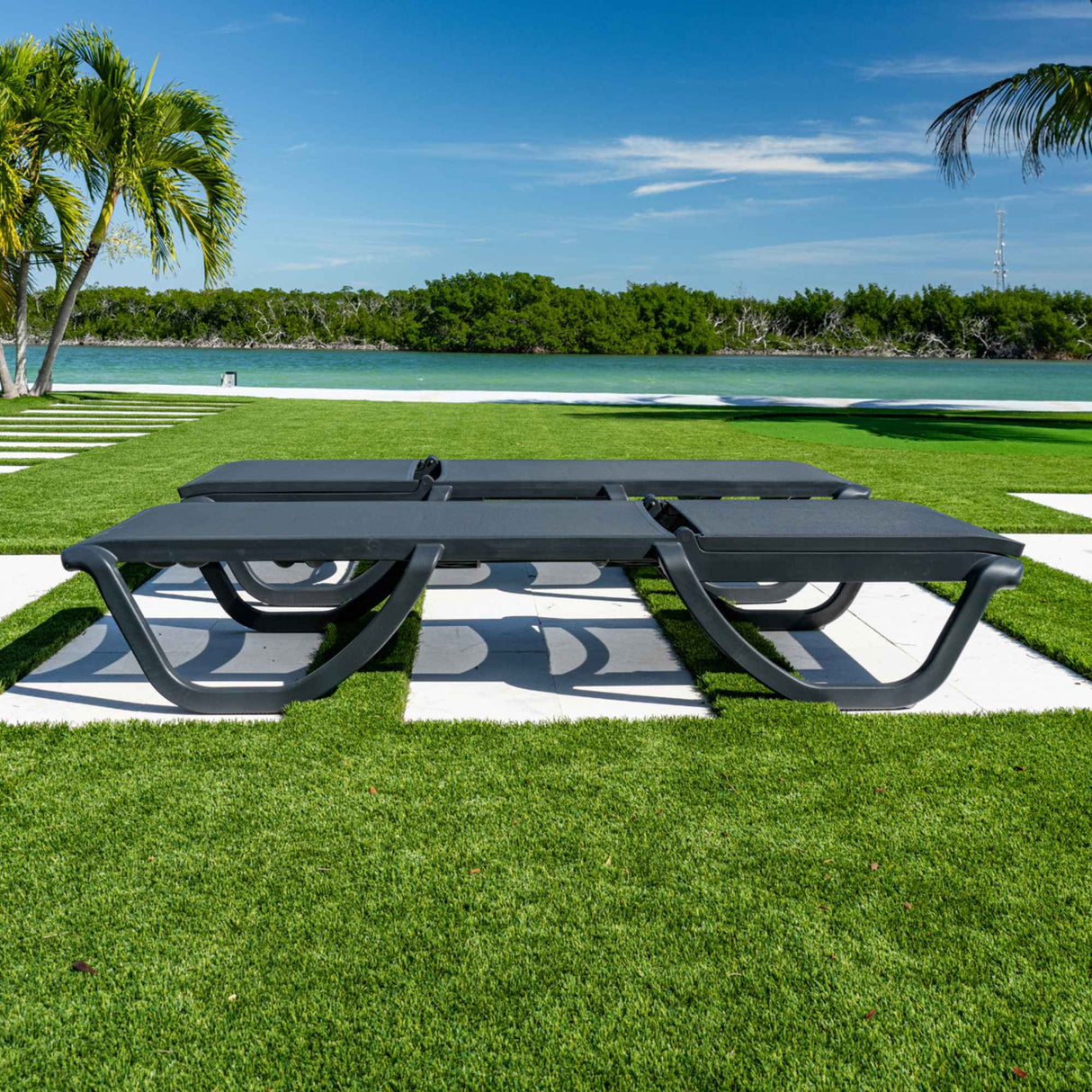 Rainbow Outdoor Florence Set of 2 Chaise Lounger - Anthracite - Anthracite Sling